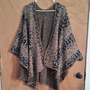 Leopard Print Open Front Sweater
